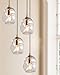 CASAMOTION Pendant Lights Kitchen Island 2 Pack Modern Contemporary Clear Glass Organic Globe Brass Hardware Adjustable Cord Bedroom Dining Table Small Medium Lamp 8 Inch Height