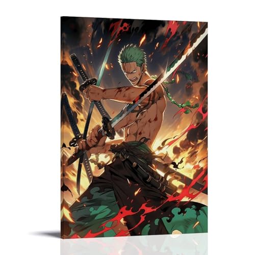 mndihceop Zoro Anime Art Póster Pintura Decorativa Lienzo Arte Mural Salón Póster Dormitorio Pintura, Arte de Pared Impresión de Imagen Moderna Decoración de Habitación Familiar 08 x 12 Pulgadas (20 x