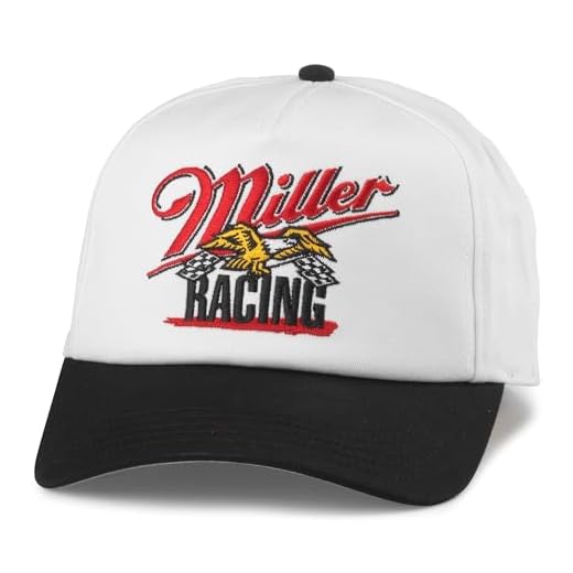 AMERICAN NEEDLE Miller Racing Roscoe Adjustable Snapback Baseball Hat, White/Black (23008B-MHL-WHBL)