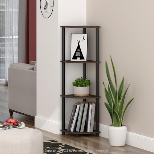 image for Furinno TURN-N-TUBE Corner Shelf, 4-Tier Corner Bookshelf, Display Sto