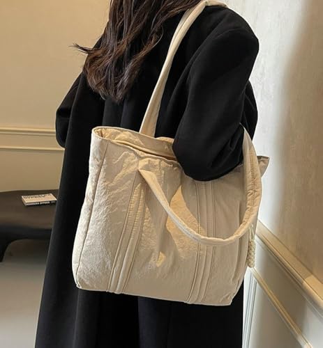 Casual Practical Zipper Pocket Tote Bag Solid Simple Large Capacity Underarm Bag Class Work Handbag for Women 20254