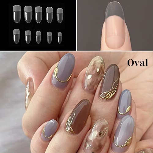 Sun&Beam Nails Fake Nails Tips Full Clear Acrylic Cover for Manicure Salons Nail Art 15 Sizes 240 Pcs (Medium Oval) - Image 2
