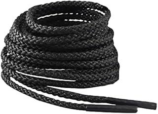 IRONLACE Unbreakable Round Bootlaces - Indestructible, Waterproof & Fire Resistant Boot & Shoe Laces, 1500-Pound Breaking Strength/Pair, Black, 45-Inch, 3.2mm Diameter, 1-Pair