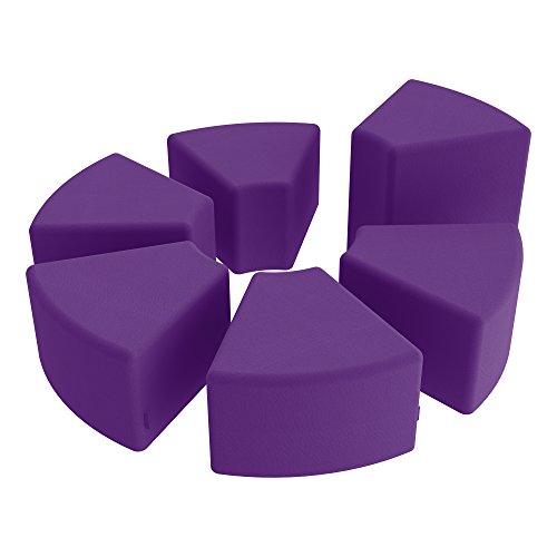 Image of Sprogs 18 inch H Structured Wedge Stool -Flexible Modular Collaborative Soft Seating for Office, Home, Lounge and School Classrooms with Durable Frame & Set of 2 inch Legs Add-on - Purple