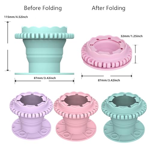 Image of Collapsible Brush Cleaning Rinse Cup, Brush Holder with Palette and Cleaning Cup, Integrated Silicone Brush Holder for Acrylics, Watercolors, Oils and Water-Based Paints (Purple)