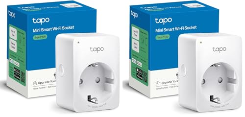 TP-Link TAPO P100 - Wi-Fi Mini Smart Plug, ideal para agendar ligar/desligar y economizar energía, compatible con Alexa y Google Home, cor branca (Paquete de 2)