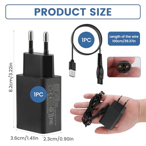 5 V scheerapparaat oplader voor Philips OneBlade 3000X/5000X/8000/i9000 360 Series QP4530 QP2834 QP1924 Geschikt voor elektrisch scheerapparaat voor geselecteerde modellen Bodygroom 3000 5000 7000 - Afbeelding 3