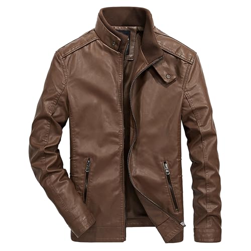 Manteau vintage col montant pour vos sorties : la veste fleece biker en similicuir au quotidien