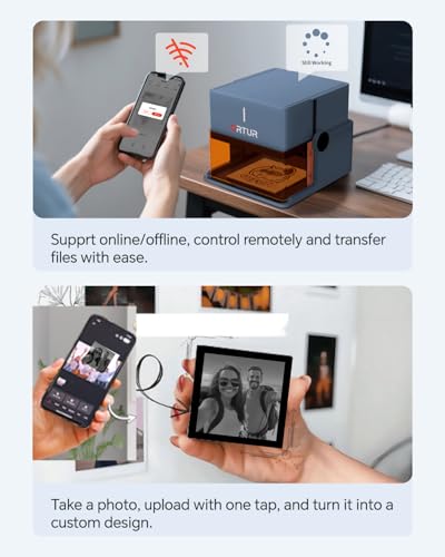 Ortur R1 5000mW Portable Laser Engraver and Cutter, Class 1 Foldable Laser Engraver, Exquisite Gift Box Packaging, APP Control Laser Engraver for Wood, Leather, Glass, Cloth (Misty Blue) - Image 5