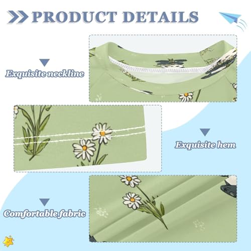 Boys Short Sleeve T-Shirts Panda Bear Daisy Rashguard Kids Swim Shirts Sun UPF 50+3