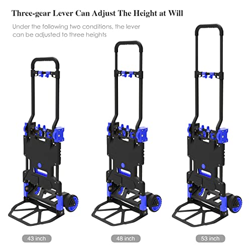 Oyoest Folding Hand Truck Heavy Duty 330Lb Load Carrying,Convertible Dolly Cart With Retractable Handle And 4 Rubber Wheels,Portable Hand Truck Foldable For Luggage/Personal/Travel/Mobile/Office Use. #TOP2