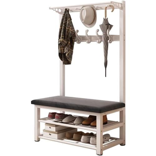Porte-manteau avec banc de rangement et étagère à chaussures pour dressing
