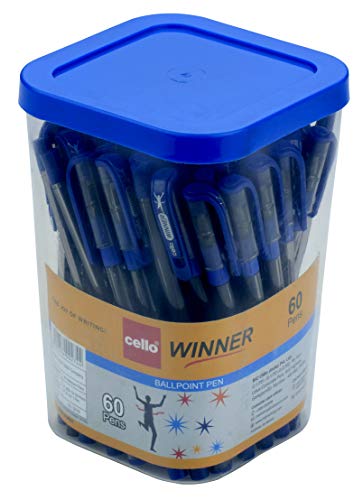 Image of Cello Aspro Mavro Ball Pen | Black Ball Pen | Pack of 50 Winner Ball Pen Set | Jar of 60 Pens | Multicolour Ball Pens