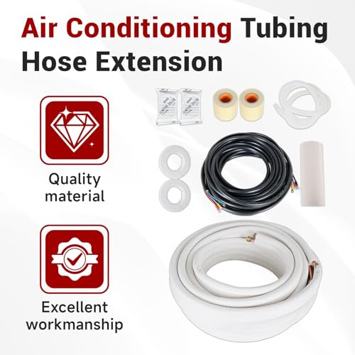 findmall 50FT Air Conditioning Tubing Hose Extension 1/4" and 3/8" Twin Insulated Copper Hoses Fit for Mini Split Air Conditioner
