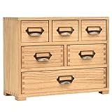 KIRIGEN 引き出し木製 薬箪笥風 チェスト タンス 卓上チェスト ３段６杯 蟻組構造 ナチュラル