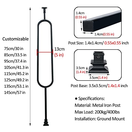 Balaustres de escalera negros de 65 cm con kit de tornillos pack de 5 unidades 5