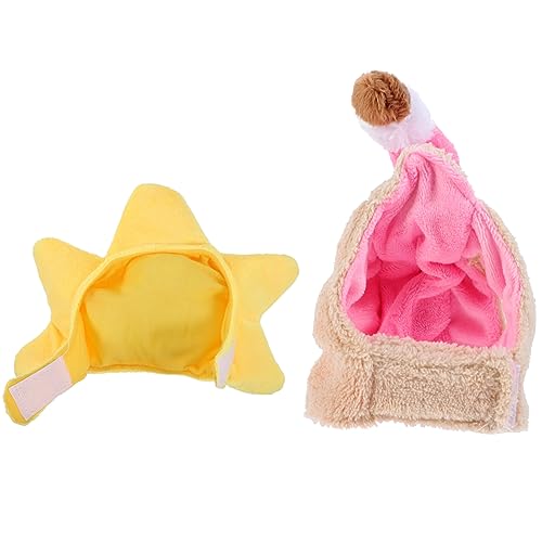 EXAOMBLE 2pcs Cartoon Shape Pet Hats Cute Dog Kitten Cosplay Accessories for Parties Breathable Comfy Design Keeps Pets Warm Cold Weather for Dressing Up