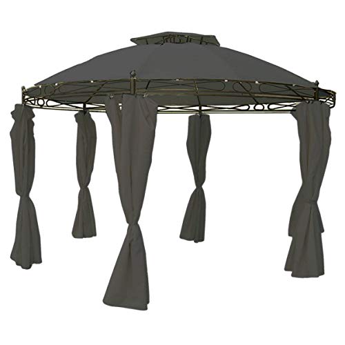 Linder Ersatzdach für Pavillon rund Ø3,5m beige, rot, grau oder Taupe wasserdicht Dach, Farbe:steingrau