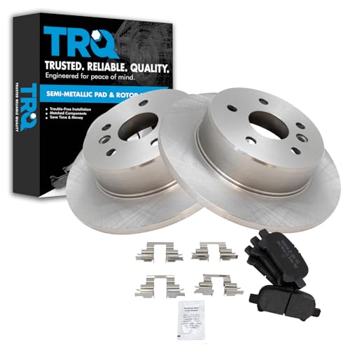 Image of TRQ Rear Brake Pad and Rotor Set Semi Metallic Solid Rotors