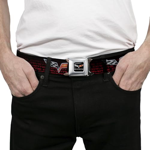 Buckle-Down Cinturón de seguridad Corvette Negro Rojo 1 pulgada 3