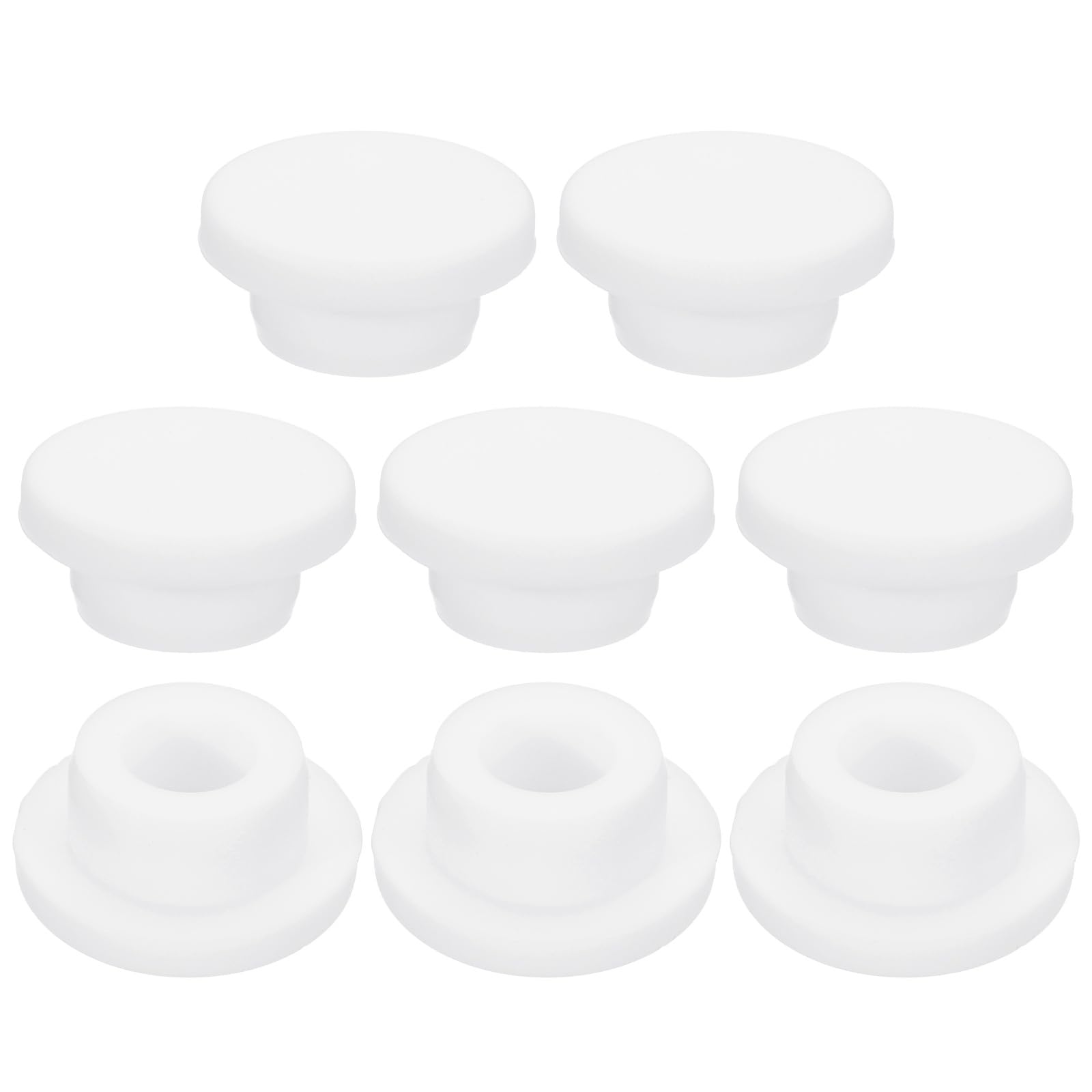 sourcing map 8Pcs Silicone Hole Plug 23mm, White High Temp T Type Rubber Stoppers for 21.8-22.8mm Hole, Waterproof Button Hole End Covers for Powder Coating, Sealing Plugs, Pipe Holes