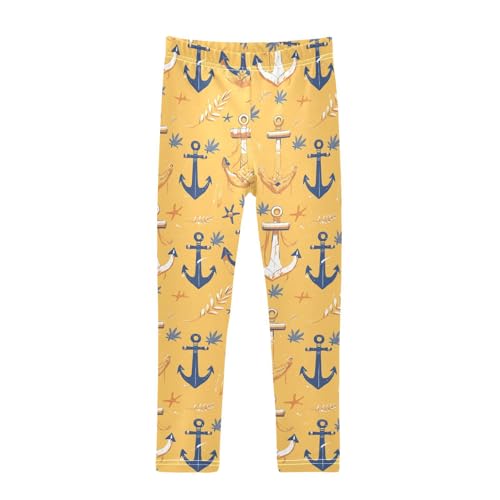 KLL Hand Drawn Sea Ship Ocean Toddler Girls' Basic Leggings Stretch High Waisted Dance Pants Gym