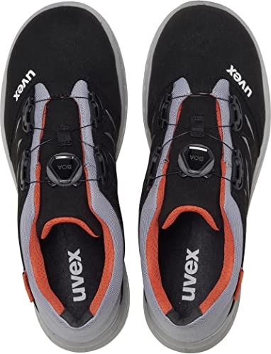 Foto von Uvex 2 Trend Halbschuh mit BOA Fit System, Sicherheitsschuhe S1 P SRC, Arbeitsschuhe für Herren, Schwarz/Grau/Orange, Größe 44
