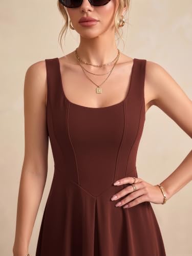 Image of Solid Fit and Flared Round Neck Midi Dress for Women's & Girl's