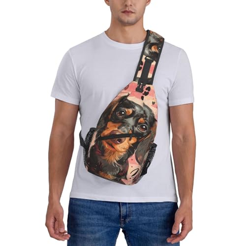 Morrales tipo bandolera ajustable con estampado de perro salchicha miniatura 7