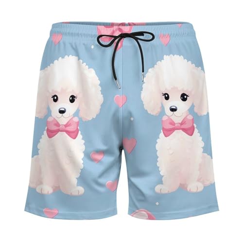 Cute Poodle Puppy Men's Swim Trunks Board Shorts Quick Dry Bathing Suit Swimwear with Compression Liner4