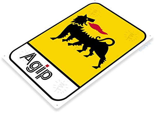 Tinworld TIN Sign AGIP Gas Oil Station Metal Decor Garage Shop Store Bar Pub Cave B085