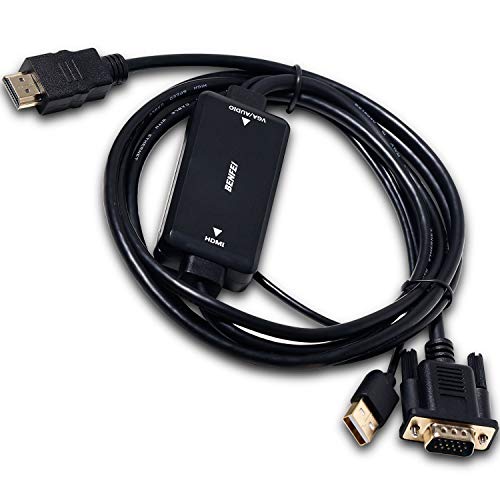 VGA to HDMI Cable, Benfei VGA to HDMI 6 Feet Cable with Audio Support and 1080P Resolution - VGA Input to HDMI Output