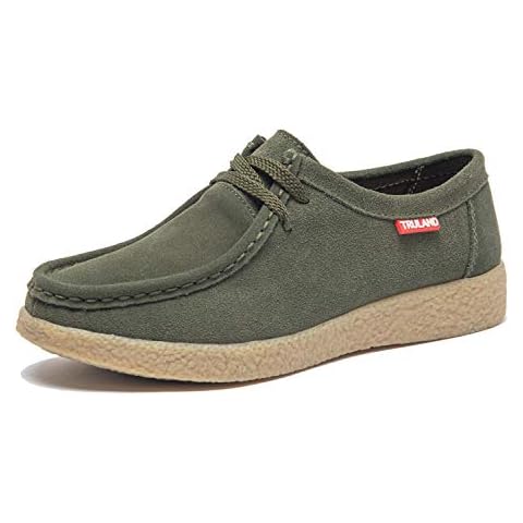 TRULAND Chaussures Femme Wallabees - Derby à Lacets, Cuir Suède Cover