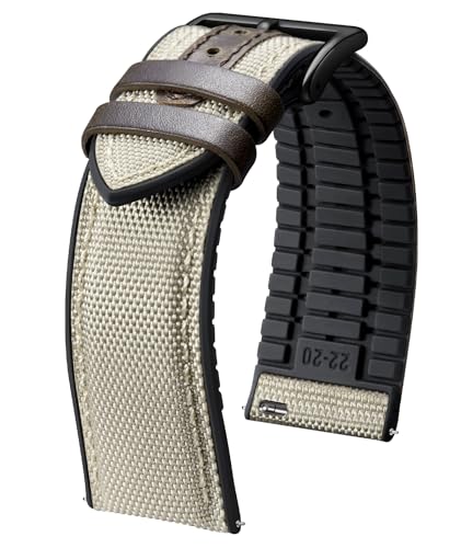 Image of BINLUN Nylon Silicone Watch Bands 18mm 19mm 20mm 21mm 22mm Quick Release Canvas Rubber Hybrid Watch Strap Replacement Watchband for Men Women 9 Colors Silver /Black Buckle