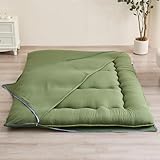 Zelladorra Futon Mattress Cover, Zippered Japanese Floor Mattress Protector, Machine Washable (Green, Twin)