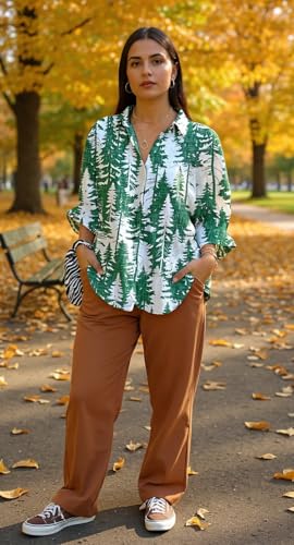 Womens Boho Long Sleeve Button Up Linen Shirts Casual Comfy Floral Tops Fall Spring Summer Graphic Collared Blouses for Women2