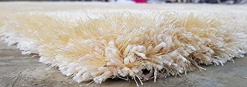 Image of A R Creations Anti Slip Fluffy Fur Plain Area Rug Made with Polyester and Microfiber for Home Office Kitchen Living Room Bedroom and DiningHall (5x7 Feet, Cream