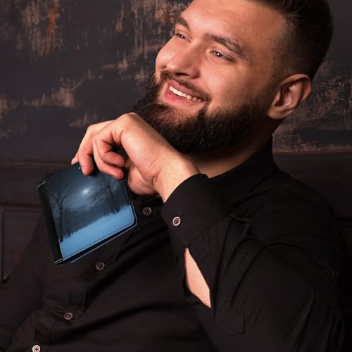 Slim Wallet Night Compact Bifold Wallet with Credit Card Holder Leather Coin Slot ID Window Unisex4