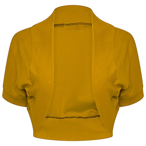 Image of Loxdonz Girl's Short Sleeve Shrug Childrens Kids Cotton Cardigan Bolero Shrug Jacket
