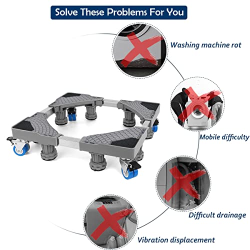 NIUXX Waschmaschine Sockel Untergestell mit 8 Füßen+4 Räder für Waschwaschine,Kühlschrank und Trockner,Verstellbare… – Bild 5