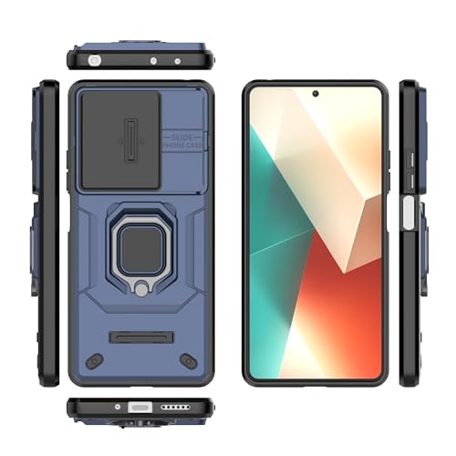 Image of CamShield Pro Case with Slide Camera Protection and 360 Protection Ring Stand Bumper Back Case Cover for Mi Redmi Note 13 5G (Blue)