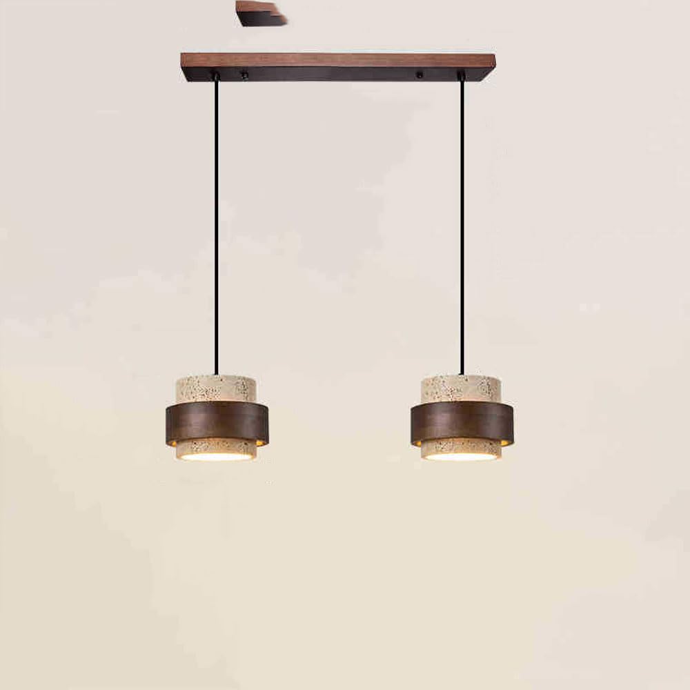 LYMSXAZOU Wabi-Sabi Yellow Travertine Pendant Lighting Fixture Japanese 17CM*12.5CM Living Room E27 Chandeliers Lamp 4 Types Entry Bedroom Dining for Vitality Wood Hanging