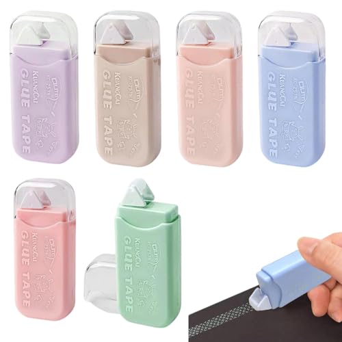 ONGNIUU 6 Piezas Pegamento Roller, Cinta Adhesiva de Doble Cara en Rollo, Aplicador en Rollo Portátil, Transparente Adhesivo Instantáneo sin Arrugas, para Scrapbooking Profesional, Fotos y Manualidade