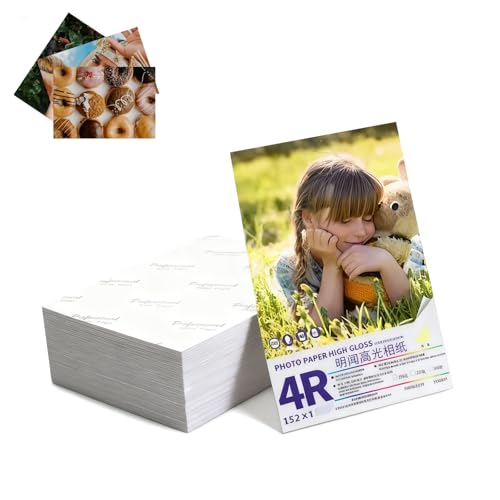 Lot de 100 feuilles de papier photo brillant 200 g/m² - 10 x 15 cm - Revêtement nanoporeux à séchage instantané - Imperméable et résistant à la décoloration - Compatible avec toutes les imprimantes à