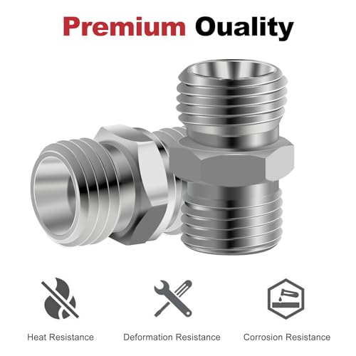 Image of 2pcs M14 to M14 Carbon Stee Fittings Adapters for Mini Excavator Adapting, Reducing Or Enlarging Connect Such Air Pipe, Fuel Pipe, Water Pipe, Etc Full Port Straight Pipe Fitting Connector