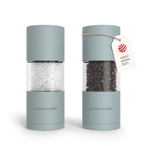 Image of LARS NYSOM Salt and Pepper Grinder Set, Manual Salt and Pepper Mills with Adjustable Ceramic Grinder, Design Spice Shaker Set (Sky Blue)
