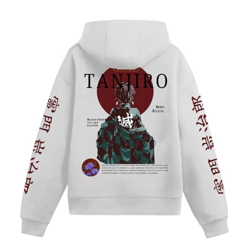 Image of Anime Inspired Design Unisex Pullover Hoodie, Black, Graphic Print Front and Back