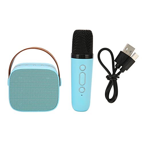 Portable Bluetooth Speaker with Microphone Set, Karaoke Machine for Adults Kids, Singing PA Speaker System Set, Retro Bluetooth Speaker with Home Karaoke Machine for Party (Blue)