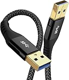 981円お得!USB 3.0ケーブル 1M タイプA-タイプA オス-オス AviBrex a-aタイプ 5Gbps高速転送 金メッキコネクタ対応HDDエンクロージャ、車載MP3、ラジエーター 、書きボード、HDD、TV Box、カメラ、DVDプレーヤー、プリンタ、モデムなどと互換性あり (黒)