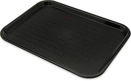 Image of Serving Tray Platter Rectangular Shape Plastic Trays for Drink Breakfast Tea Dinner Coffee Salad Food for Dinning Table Home Kitchen 12x16 Inches Black